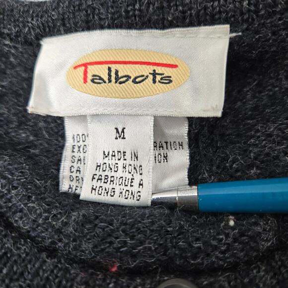 Vintage Talbots Embellished Wool Sweater Christmas made in Hong Kong sz Medium - Picture 4 of 11
